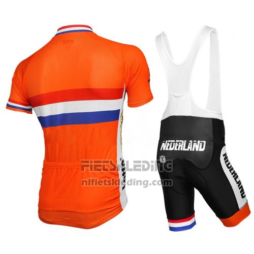 2016 Fietskleding Nederland Oranje en Blauw Korte Mouwen en Koersbroek